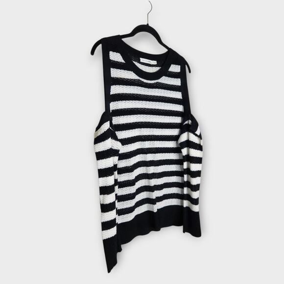 Rag & Bone Tracey Striped Cold Shoulder Knit Sweater Women's Large - Picture 3 of 7
